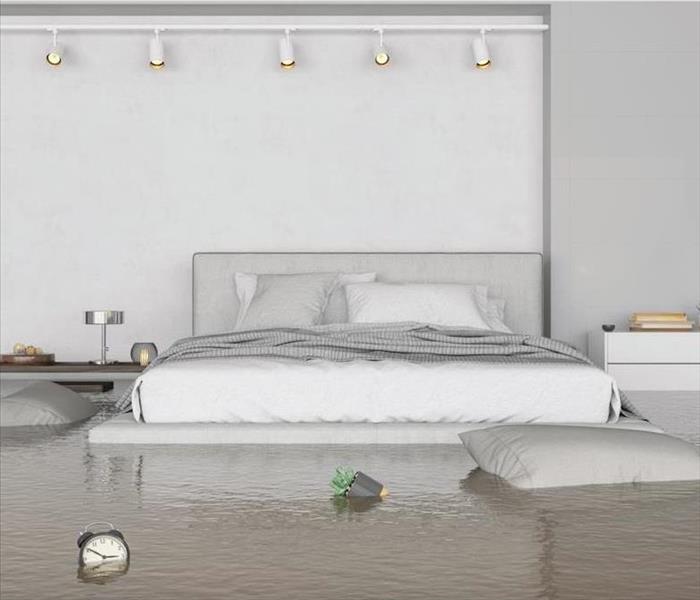 flooded modern bedroom